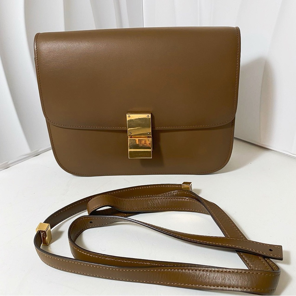 Celine Classic Box Tan Leather Crossbody Bag - Picture 1 of 12